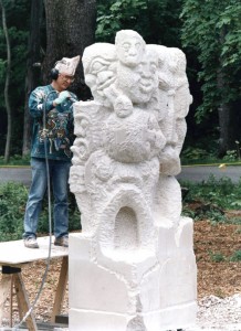 Peter Rockwell Carving Grendels Folly Photo 1994