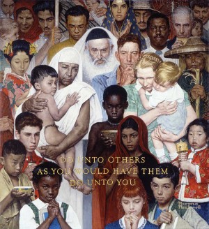 "Golden Rule," Norman Rockwell, 1961. Norman Rockwell Museum Collections. ©1961 SEPS: Curtis Publishing, Indianapolis, IN.