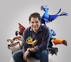 Blue Sky Studios Animation Director Carlos Saldanha and characters from "Rio." Courtesy 20th Century Fox and Blue Sky Studios. All rights reserved. 