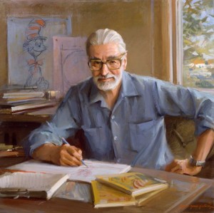Portrait of Theodore Geisel (“Dr. Seuss”), Everett Raymond Kinstler, 1982. 44” x 44”. Collection of the Hood Museum, Dartmouth College. Artwork ©1982 Everett Raymond Kinstler. All rights reserved.