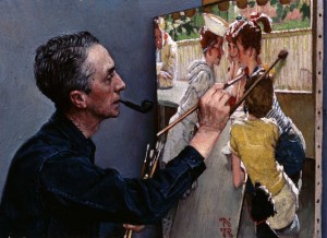 "Portrait of Norman Rockwell Painting 'The Soda Jerk,'" 1953. Private Collection. ©NRELC: NIles, IL.