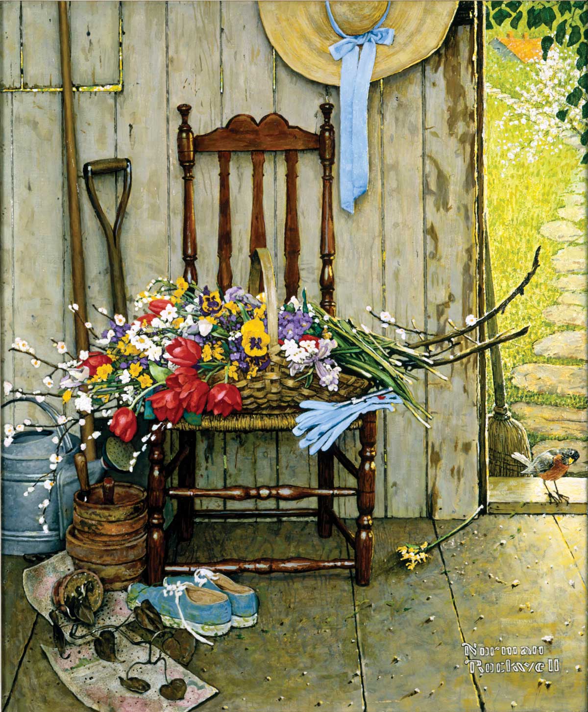 "Spring Flowers," Norman Rockwell. 1969. Oil on canvas, 30 3/8" x 25". Story illustration for "McCall's," May 1969. Norman Rockwell Museum Collections. ©NRELC: Niles, IL.