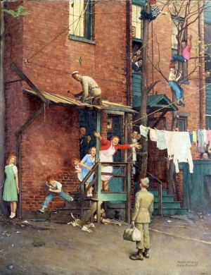 “The Homecoming,” 1945, Norman Rockwell (1894–1978) Cover illustration for “The Saturday Evening Post,” May 26, 1945 Oil on canvas, Private Collection. ©1945 SEPS: Curtis Publishing, Indianapolis, IN.