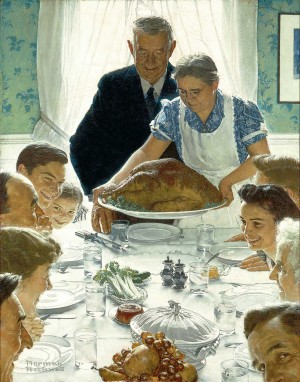 Norman Rockwell (1894-1978), "Freedom from Want," 1943. Oil on canvas, 45 ¾ x 35 ½". Story illustration for "The Saturday Evening Post," March 6, 1943. Norman Rockwell Museum Collections. ©1943 SEPS: Curtis Publishing, Indianapolis, IN
