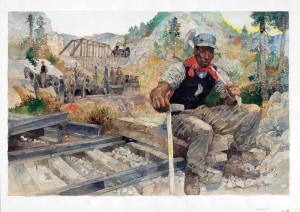 Jerry Pinkney (b. 1939). Cover illustration for "John Henry," 1994. ©Jerry Pinkney Studio. All rights reserved.
