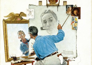 Norman Rockwell (1894-1978), “Triple Self-Portrait” (detail), 1959