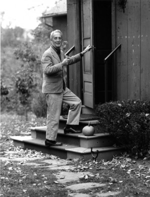 Norman Rockwell at studio door. Photo by Louie Lamone.