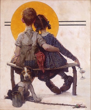 Norman Rockwell (1894-1978), " Boy and Girl Gazing at Moon (Puppy Love)," 1926