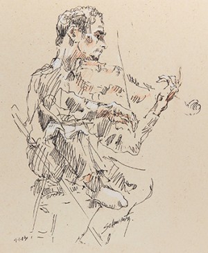 Sketch of violinist Jory Fankuchen at Tanglewood, 2003, by Sol Schwartz. ©2003 Sol Schwartz. All rights reserved.