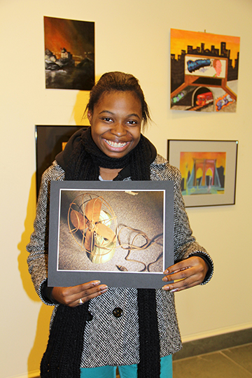 Photo of student artist for Berkshire County High School Art Show at Norman Rockwell Museum.
