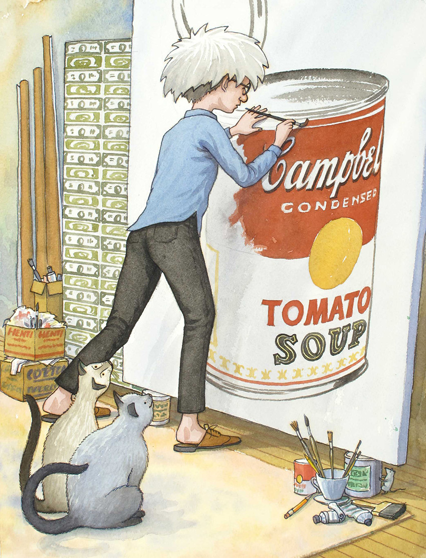 Uncle Andy paints another soup can - James Warhola