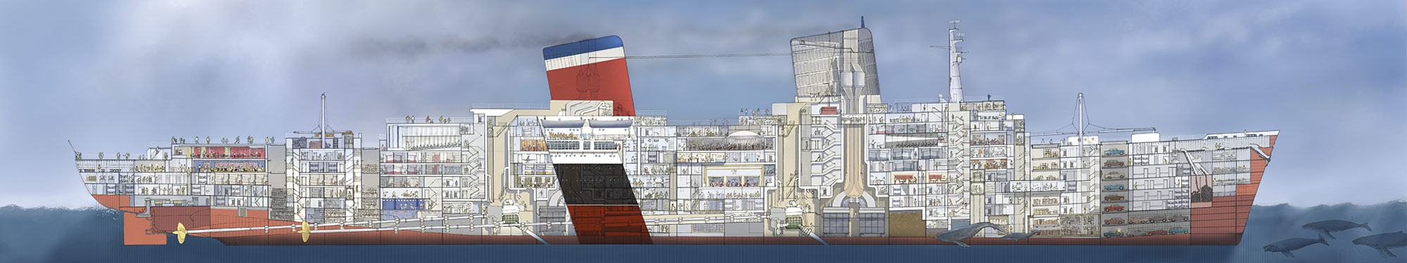 Cross section of the SS United States